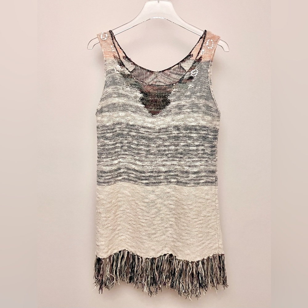 BKE Knit Fringe Tank Dress